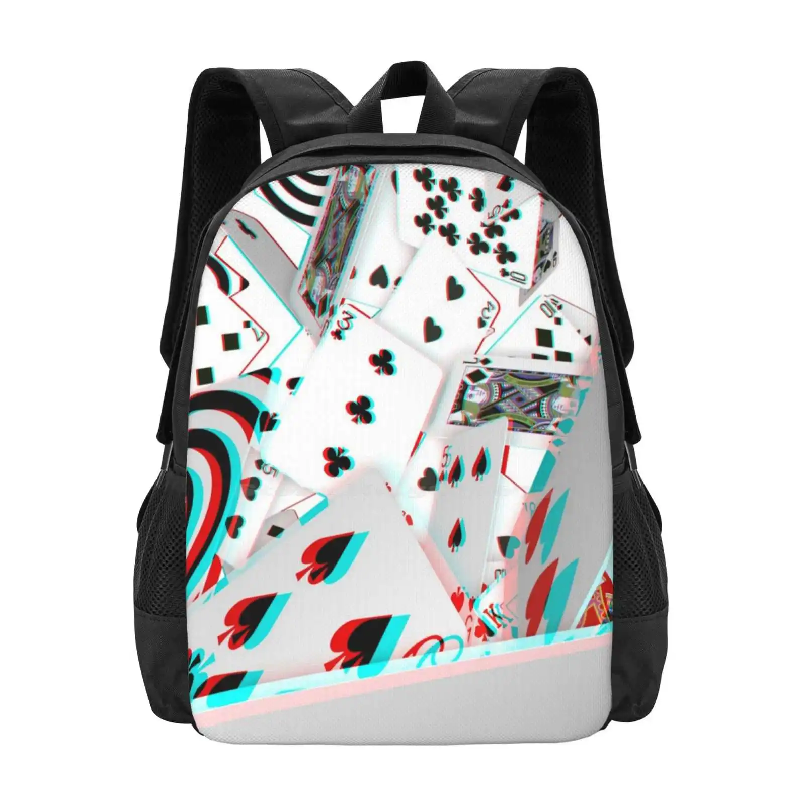 

3D Stereoscopic Optical Illusion Poker Card Shark Hot Sale Schoolbag Backpack Fashion Bags Op Art Optical Illusion Trick Suits