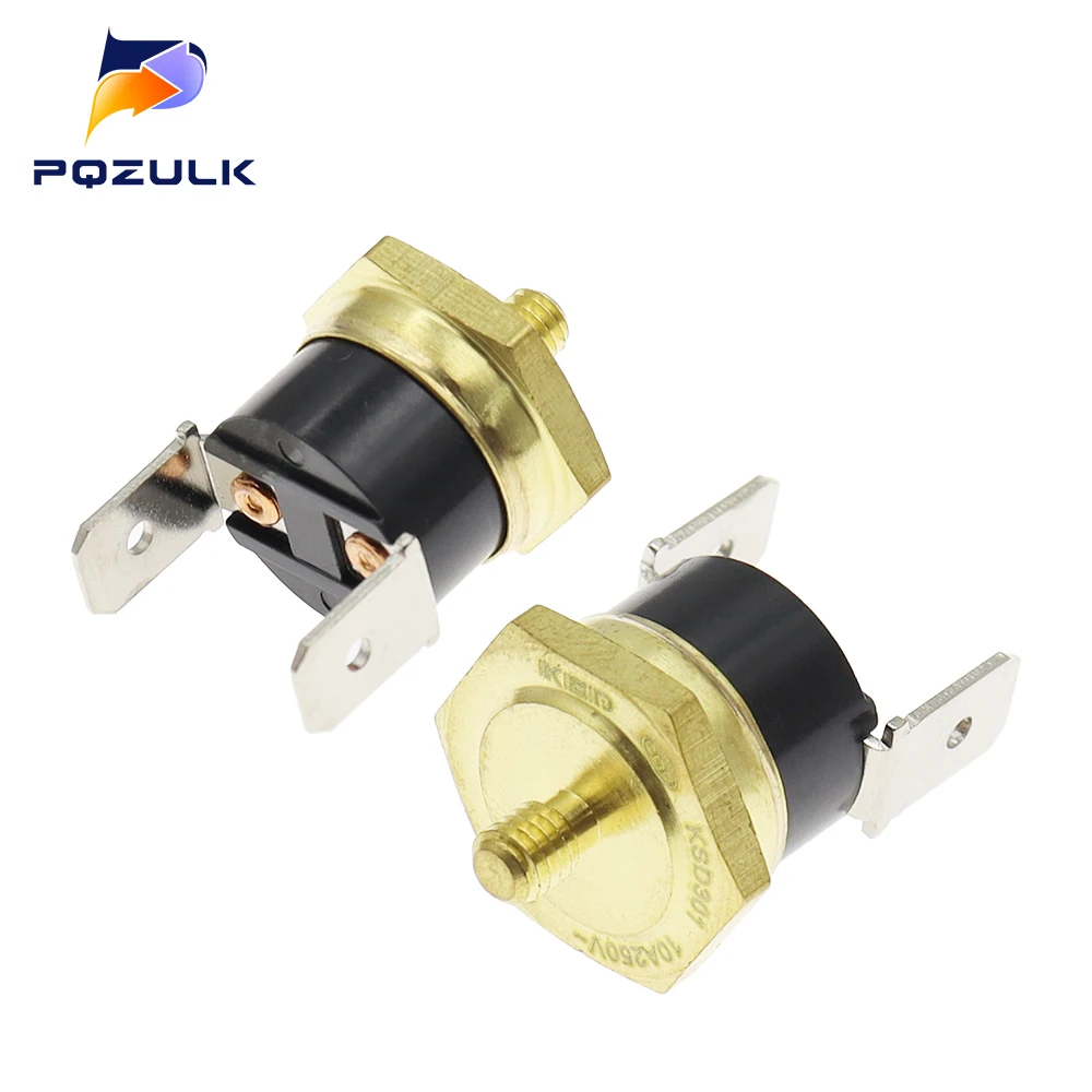 1PCS M4 10A250V Normally closed KSD301 40-150 degree Bakelite KSD-301 Temperature Switch Thermostat Sensor Thread-in Brass Probe