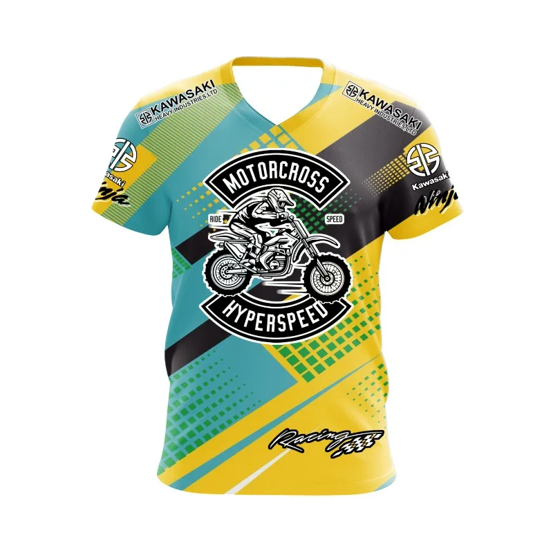 2025 كاواساكي دراجة نارية شعار Z الرجال الصيف التجفيف السريع امتصاص العرق تي شيرت ، النشاط في الهواء الطلق تي شيرت ، الشارع عادية