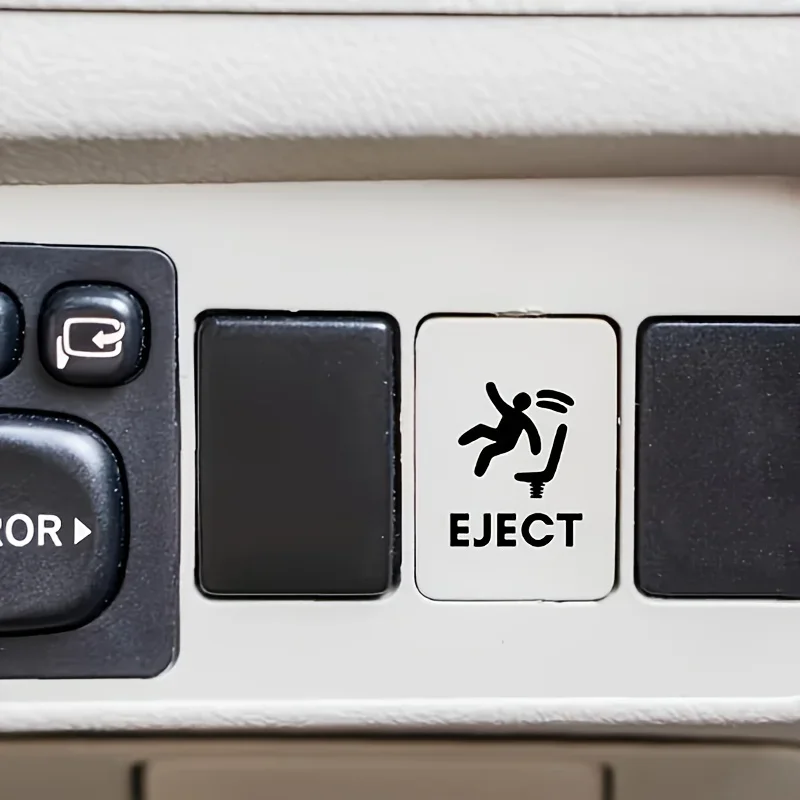 1set Novelty Fake Pop-Up Eject Button Vinyl Decal Blank Switch Cover Humorous Car Interior Styling Waterproof Sticker Decor