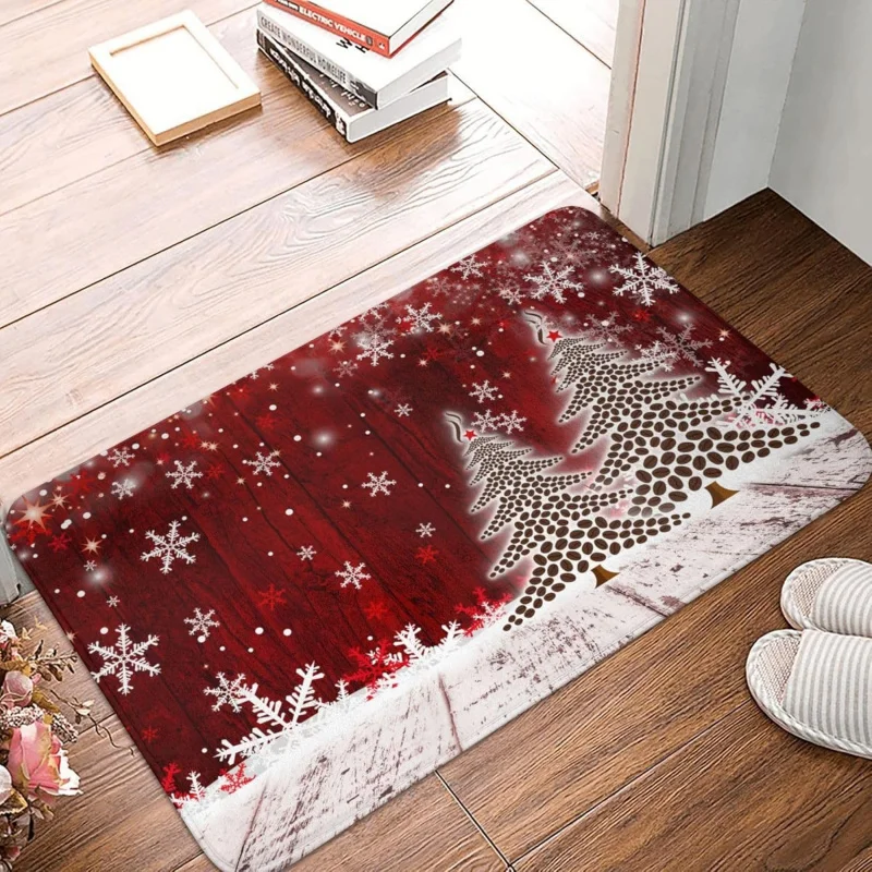 Christmas doormat snowflake red floor mat flannel home decoration 61X90cm