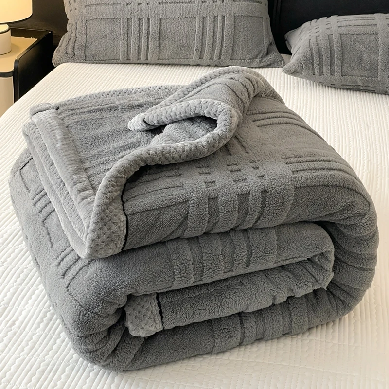 WOSTAR Coperta in pile corallo caldo morbido extra large Plaid jacquard soffice peluche divano tiro autunno inverno lenzuolo spesso 150x200