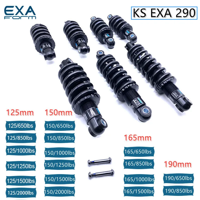 

KS EXA Form 290 Bicycle Shock Absorber Rear Shocks 125 150 165 190mm for Downhill CX MTB Moutain Bike Electric Scooter 650LBS