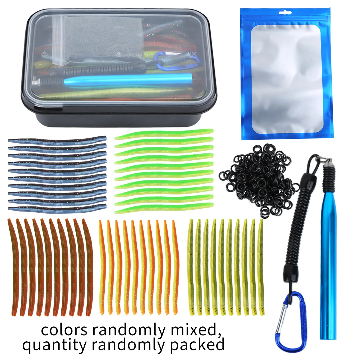 

Sea bass fishing group vertical angle lure accessories set, protective ring fishing group, noodle worm portable