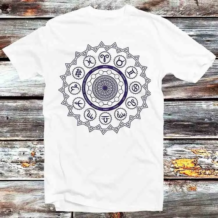 12 Horoscope Sign Zodiac Astrology Zen Spiritual Mandala T Shirt Vintage Retro Cartoon Anime Top B1114