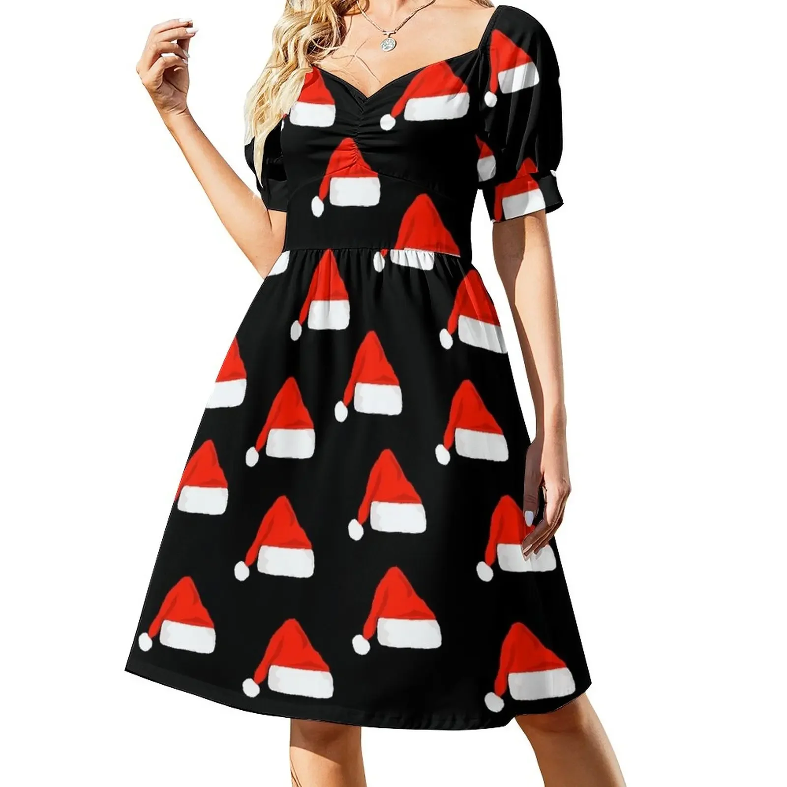 

Santa Claus Christmas Red Hat Short-Sleeved Dress Summer dresses for women women's fashion dresses