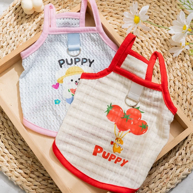 Ropa para cachorro, ropa para mascotas, ropa para perro. Tejido Gel Fresco Transpirable Liso. Correa Guía para Perro Pequeño.