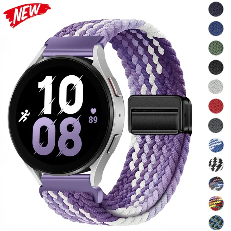 20mm 22mm Braided Loop Nylon Strap For Samsung Galaxy Watch 6 5 4 3 Amazfit GTR4 Magnetic Bracelet Huawei Watch 4/3/GT3 Pro Band