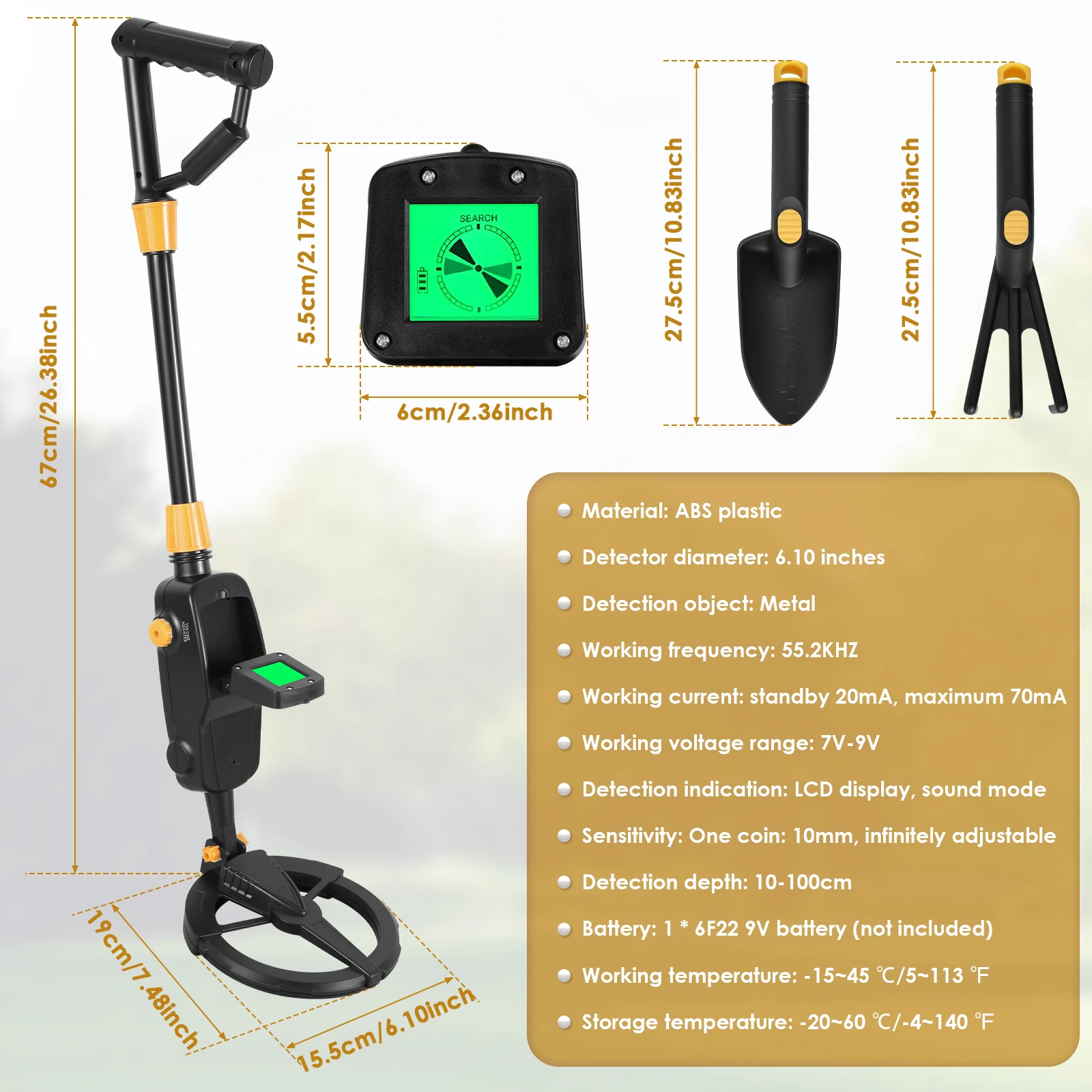 Metal Detector Adjustable Metal Finder Tool Kit LCD Display Jewelry Coin Hunting Detecting Device for Kids Junior Youth