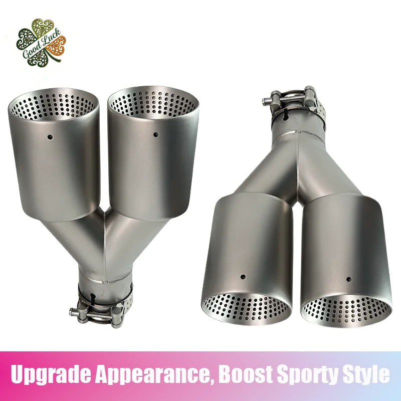 

1PC No Logo Mesh Matte Stainless Steel Dual Outlet Exhaust Muffler Tip Universal Car Modified Tail Pipe Sport Decor Accessories