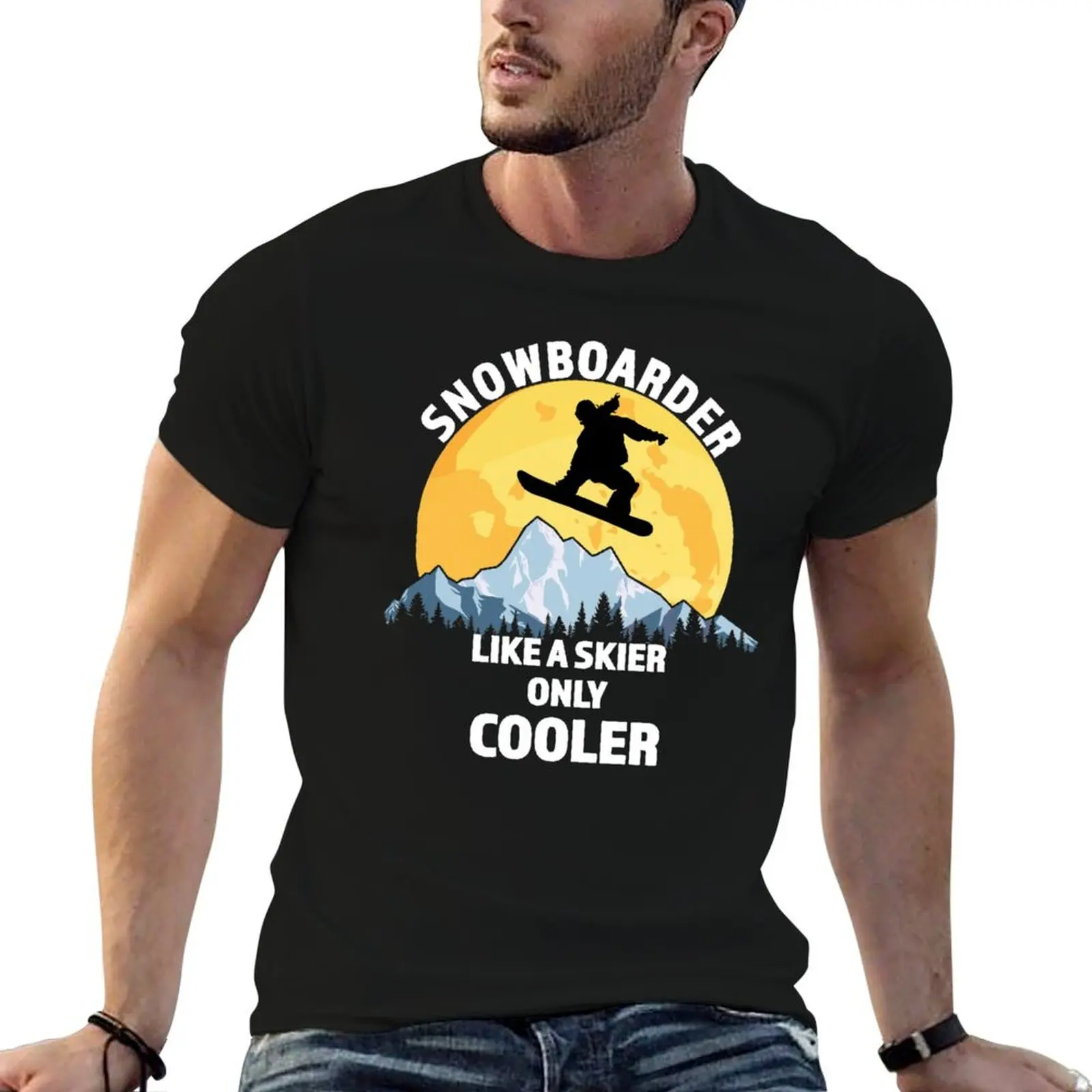 

Snowboarder Like A Skier Only Cooler — отличная подарочная футболка для сноуборда, мужские футболки с рисунком, футболка
