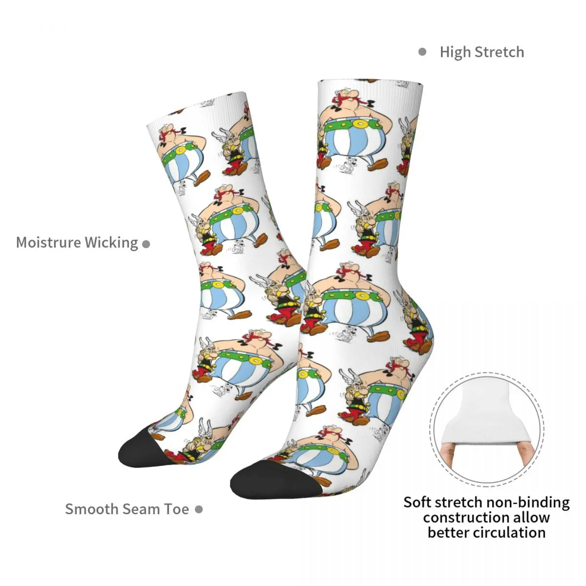 Asterix And Obelix Socks Harajuku Sweat Absorbing Stockings All Season Long Socks Accessories for Unisex Gifts