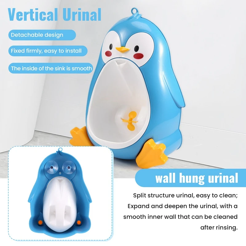 Orinal de entrenamiento de pingüino para niños, urinario Vertical, montado en la pared