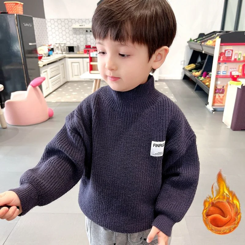 

Boys Sweater Wool Coat Kids Tops Knitting 2023 Stylish Thicken Warm Winter Autumn Plus Thicken Cottons Teenagers Children's Clot