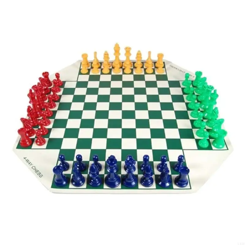 

4-player Chess Board Game Medievals Chess Set With Leather Chessboard Combination Chess Game for Up to 4 Player