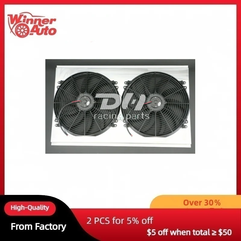 

Fit 1988-00 Chevy GMC C/K Truck Suburban Pickup Aluminum Shroud& 2 16"Fan 19''H