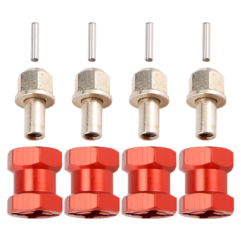 알루미늄 12mm 육각 휠 허브 드라이브 어댑터 익스텐션 결합기 커플러, 1/10 RC 자동차 크롤러 SCX10 D90 용, 4 개