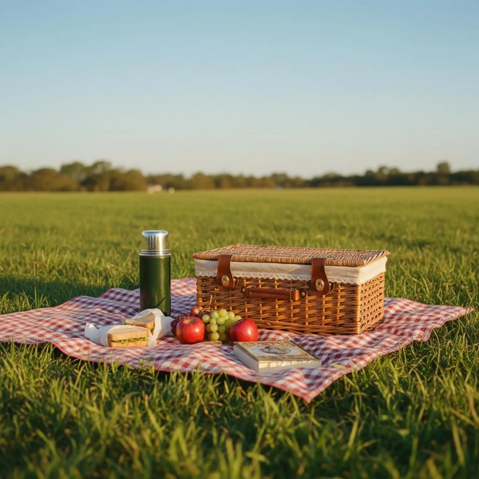 Vintage Picnic Basket Decorative Lidded Carry Basket Wicker Storage Box Built-in Handles Lightweight