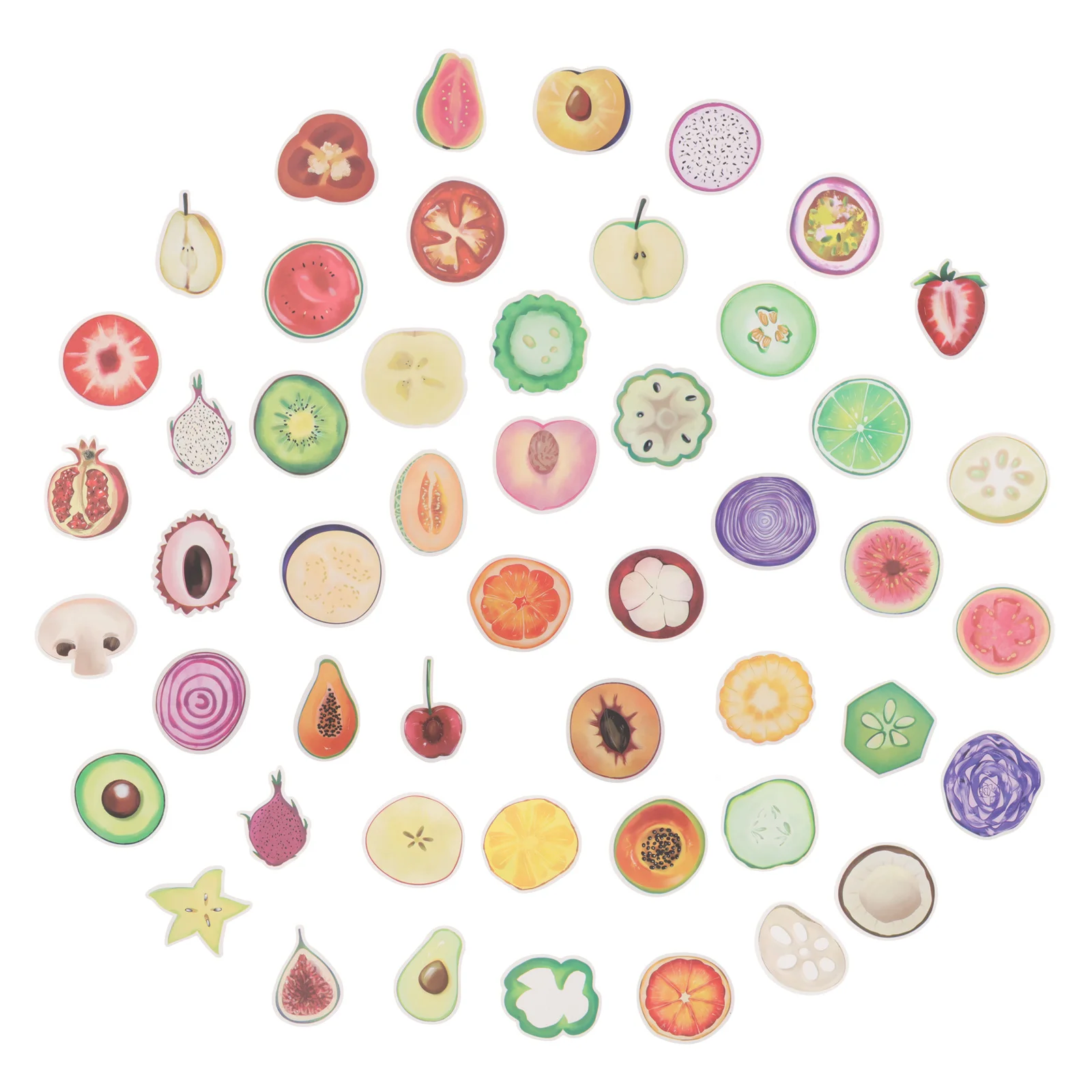 

50Pcs Fruit Stickers PVC Adhesive Decorative Cartoon Stickers for Scrapbook Laptop Phone Case Water Bottle Luggage