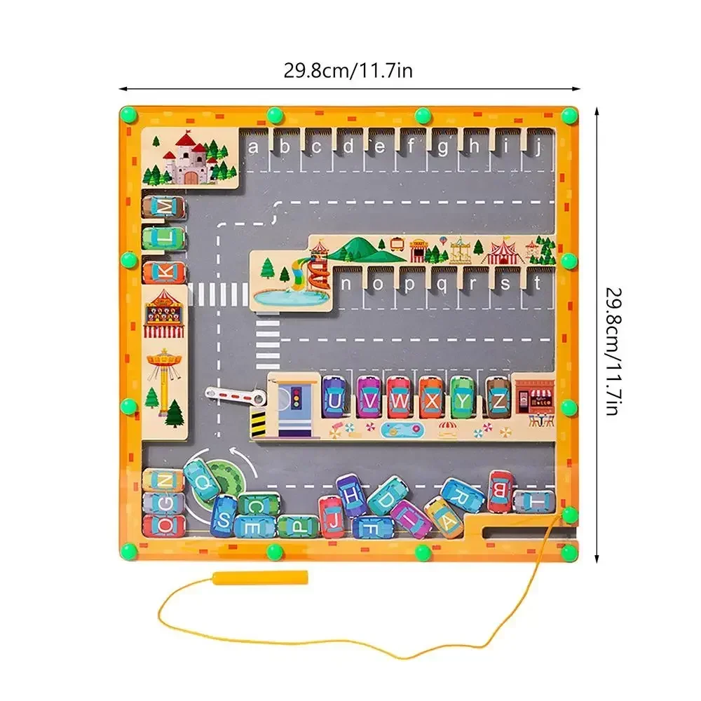 Montessori Magnetic Alphabet Maze Letter Puzzle regali per bambini parcheggio Puzzle per bambini giocattoli per ragazze in età prescolare per bambini