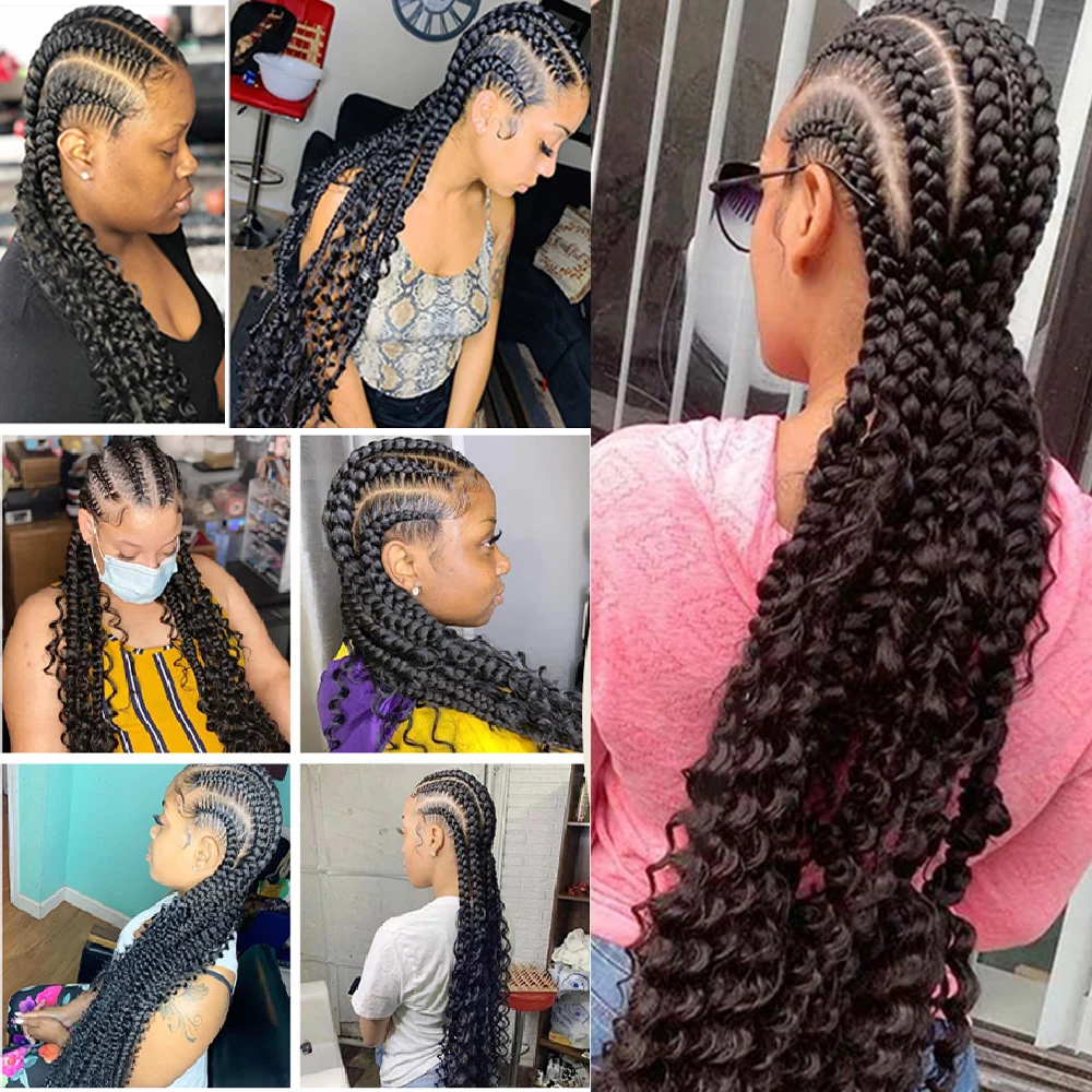 KIMA Synthetic Cornrow Braided Wig Full Lace Wigs Water Wavy Lace Front Wig with Baby Hair for Black Women