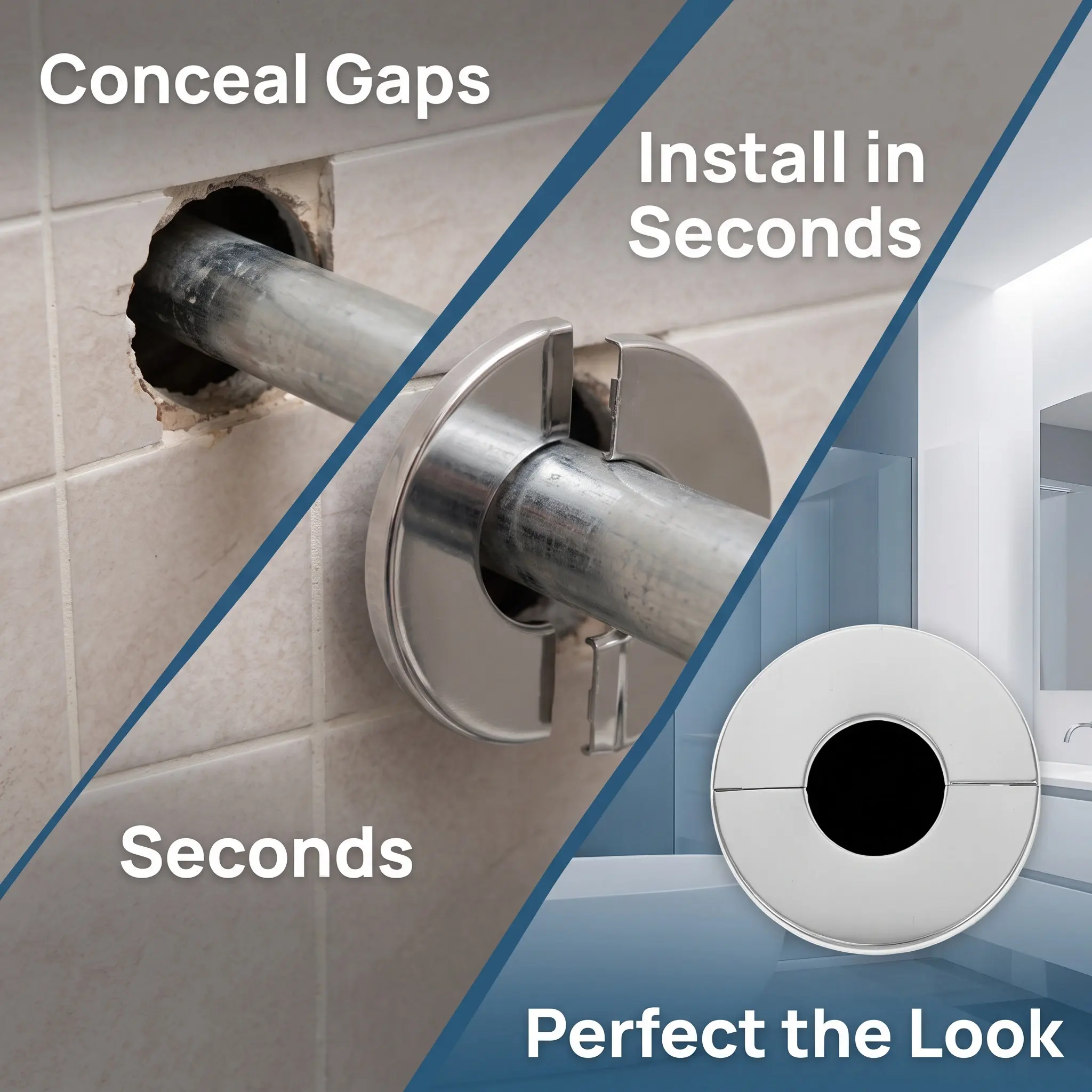 Stainless Steel Round Split Flange Decorative Cover Pipe Hole Cover Wall Mounted Faucet Trim Ring Shower Pipe Bathroom