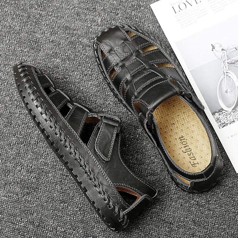 

Beach Wading Slippers Men's Shoes New Summer Men's Sandals Business Casual Shoes Outdoor Leather Roman Big Size 38-47