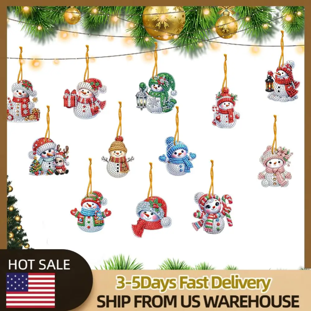

12Pcs Xmas Theme 2D Flat DIY Diamond Christmas Tree Pendant Wall Door Decoration