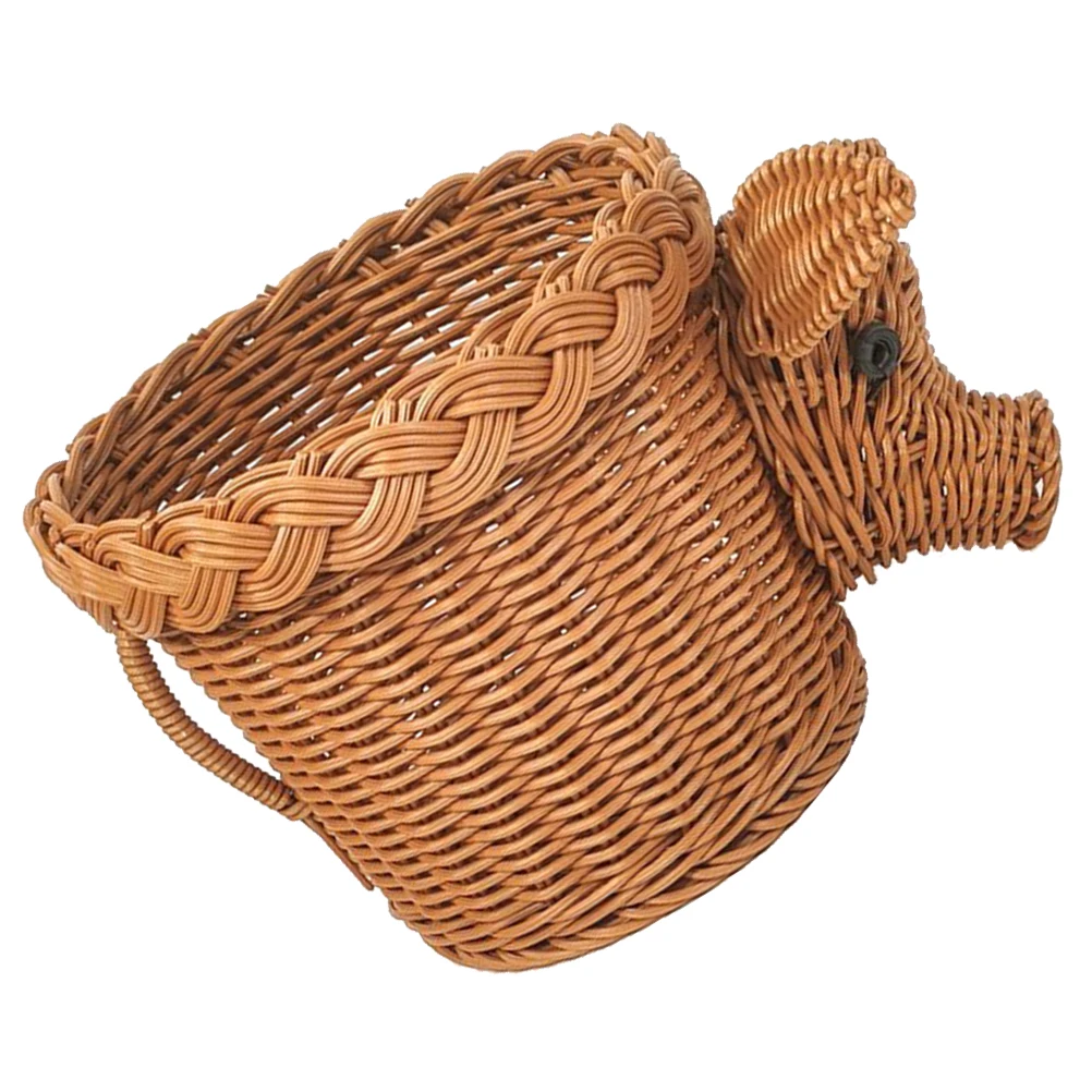 

Cartoon Handmade Animal Shaped Fruit Basket Large Capacity Reusable Plastic Picnic Carry Bag for Bread Snacks Desktop Home Hotel
