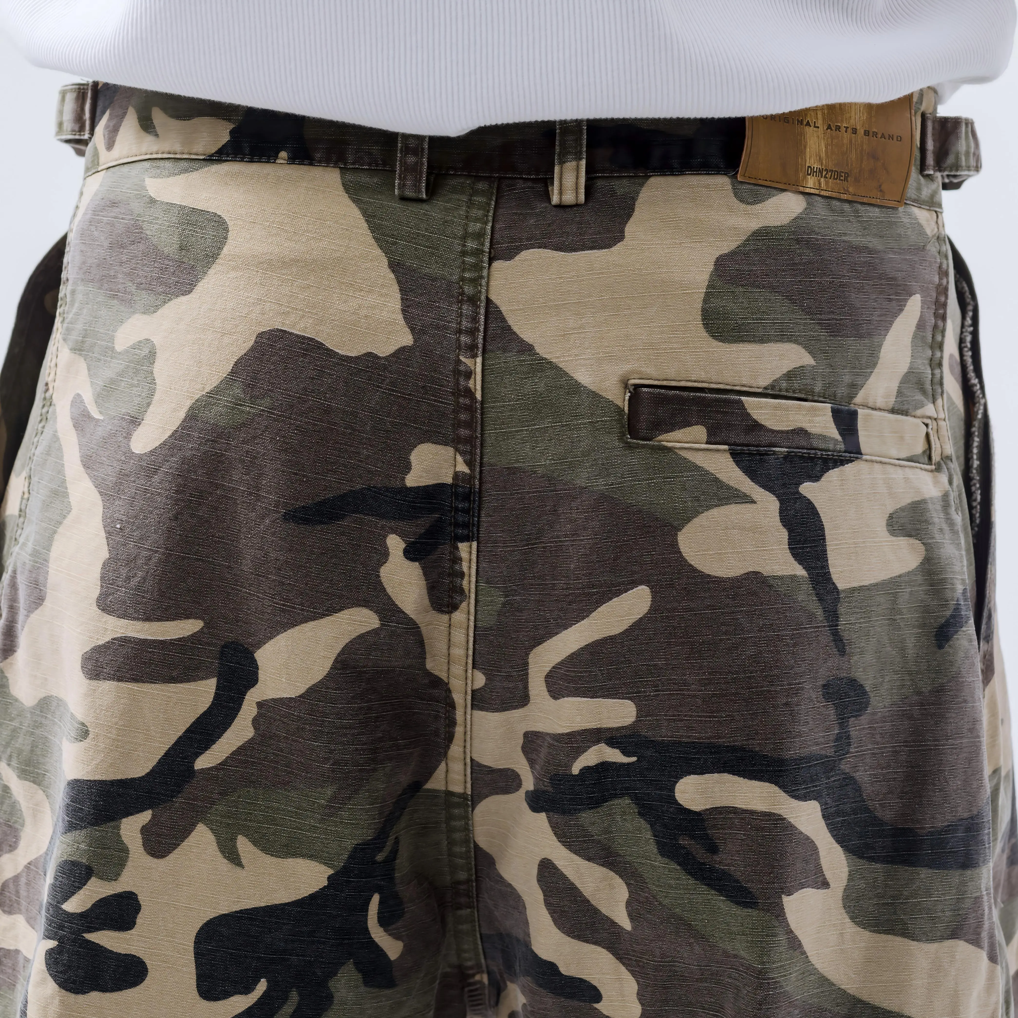 Vintage High Street Pants Camouflage Cargo Pants Work Street Style Knee Length Shorts Mid Length Shorts