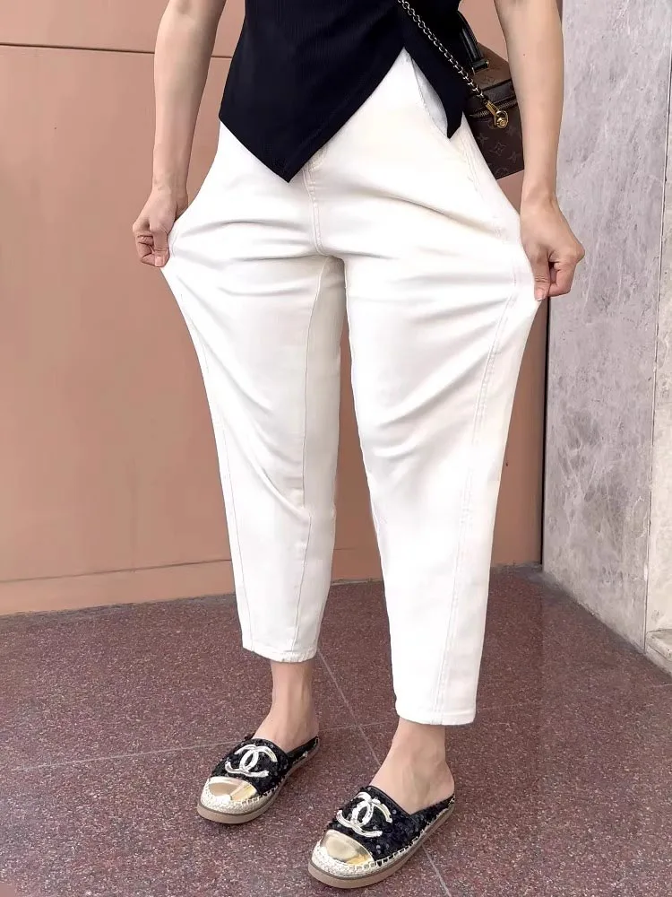 

Женские джинсы-харемы с высокой талией, прямые, тонкие, летние, повседневные, многофункциональные, укороченные (7/8), в стиле «папины брюки»