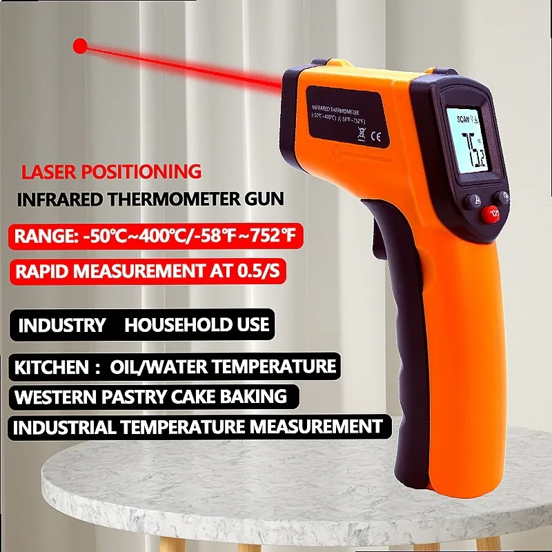 Laser Temperature Gun Infrared Thermometer Handheld Non-contact LCD Digital Pyrometer BBQ 400°C