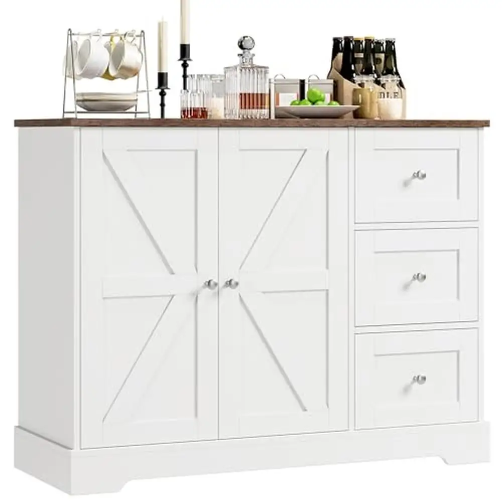 Country Style Wood Buffet Cabinet Shelf Drawer Storage Bar Kitchen Home Stable Wear-resistant 41.3