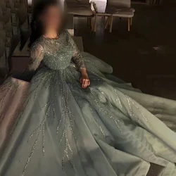 Maßge schneiderte A-Linie o Ausschnitt Ballkleid Spitze lange Ärmel mit Pailletten 2024 Abend Sommer elegantes Party kleid für Frauen