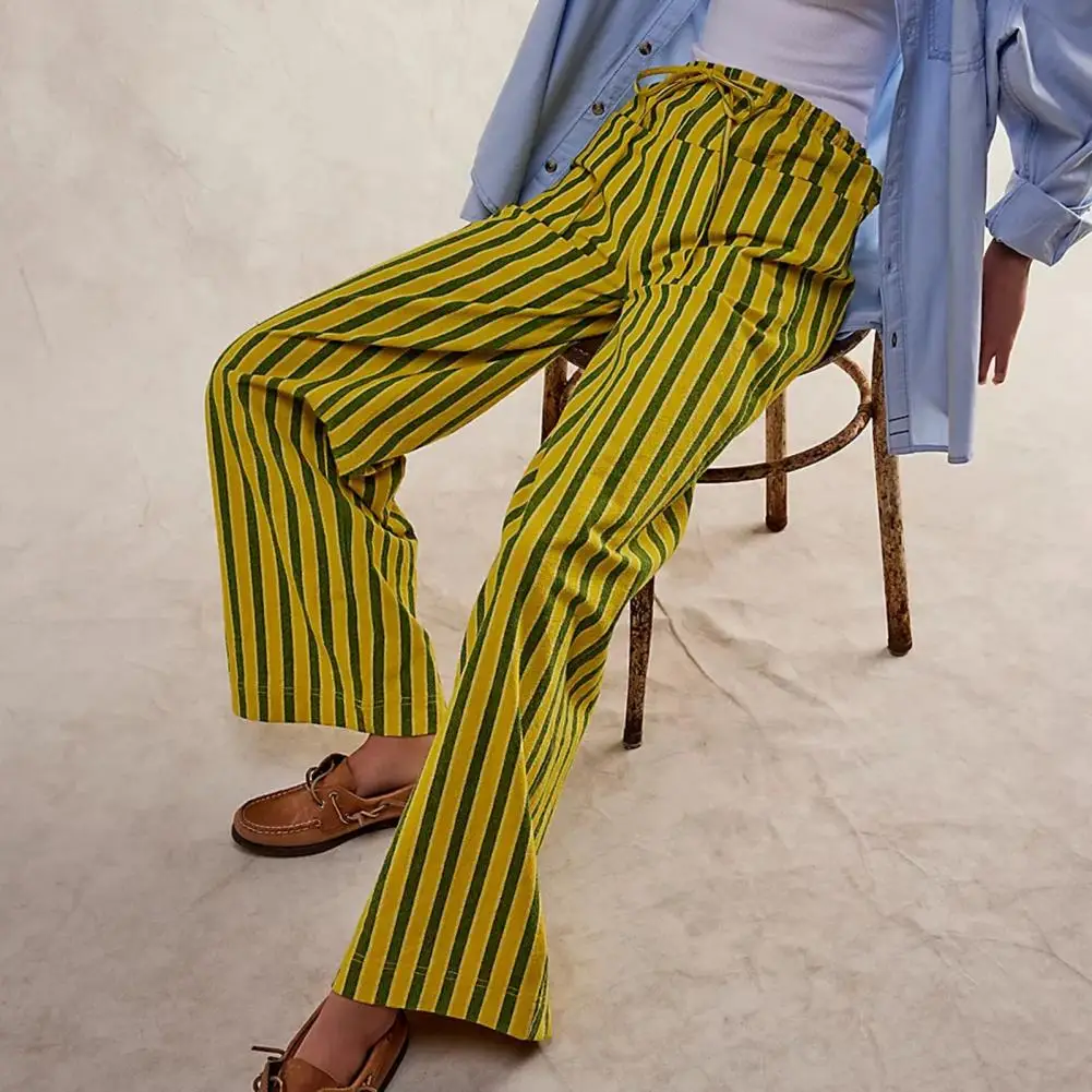 

Women Striped Lounge Pants Pinstriped Wide Leg Pajama Pants Gingham High Waist Casual Loose Pants 90s Vintage Clothes