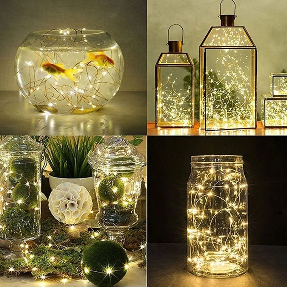 Beautiful Party Fairy Light Waterproof Copper Wire Submersible Light 10/20 LED Decal Fairy String