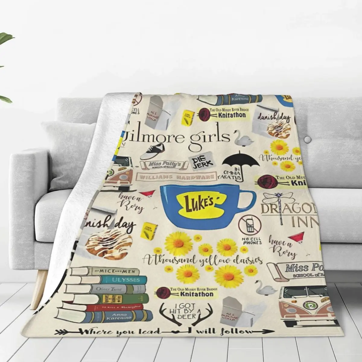 Gilmore Girls I Drink Coffee Like Gilmore Girl Flannel Blankets TV Funny Throw Blankets for Home Hotel Sofa Bedspread Super Soft