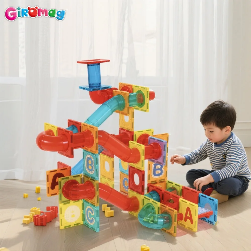GIROMAG 10PCS-110PCS 자석 타일 및 튜브 빌딩 세트 어린이를위한 STEM 교육용 건설 장난감 소년 소녀 3-12 세