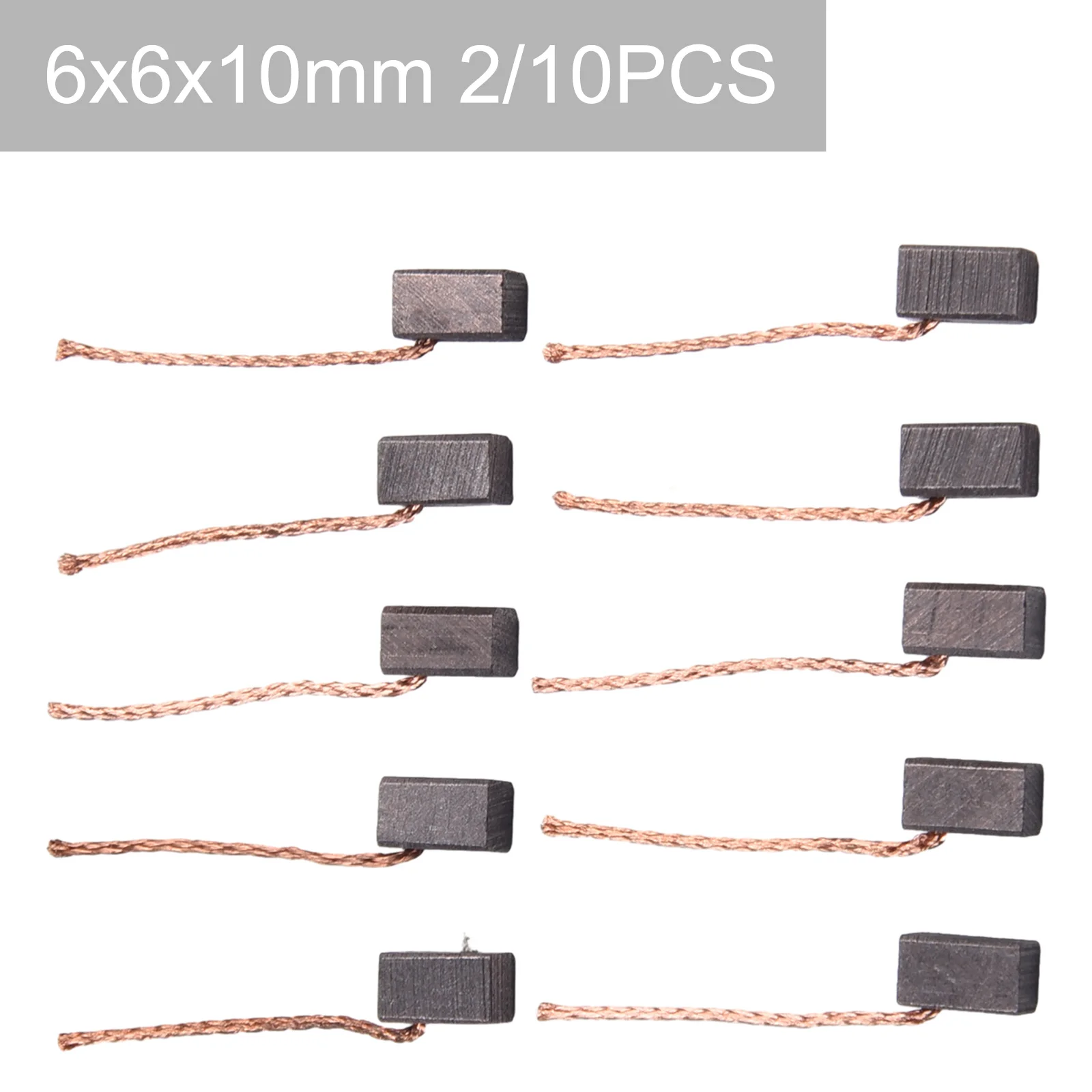 2 10Pcs 6x6x10mm Carbon Brush For Automotive Blower Fan Windshield Wiper Window Lift Motor Replacement Power Tool Parts Accessor