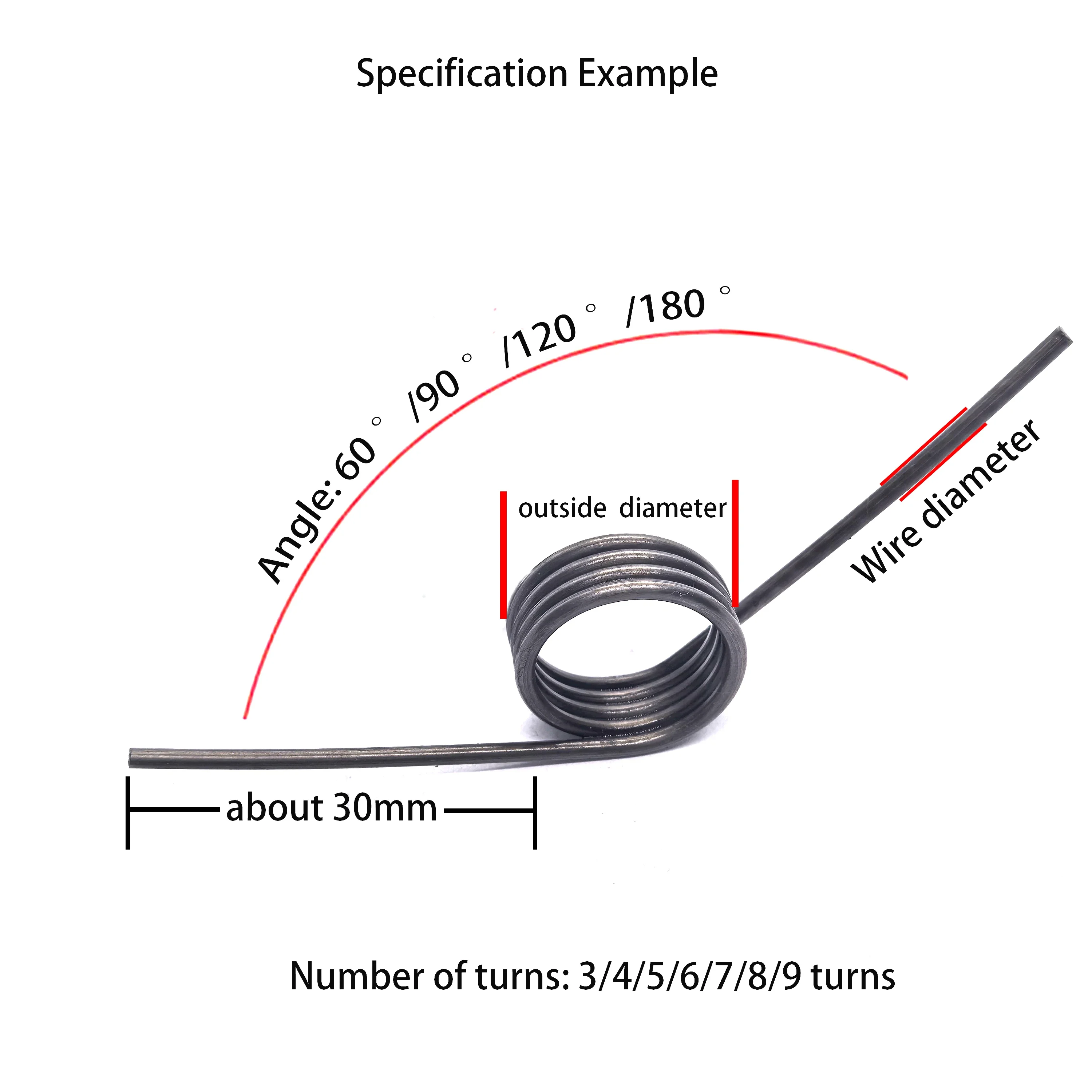 10pcs Left Rotation Micro V-Shaped Spring 2.5mm Wire Diameter Left-Wound Torsion Spring Custom 65Mn