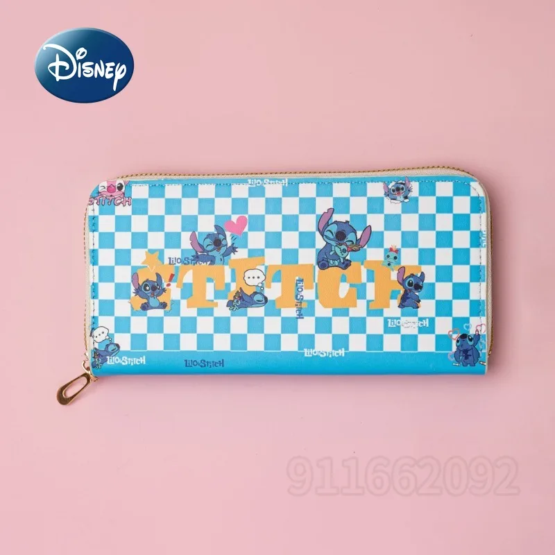 Disney Stitch New Long Wallet Cartoon Cute Women's Wallet Multiple Card Slots Fashionable Children's Wallet Large Capacity