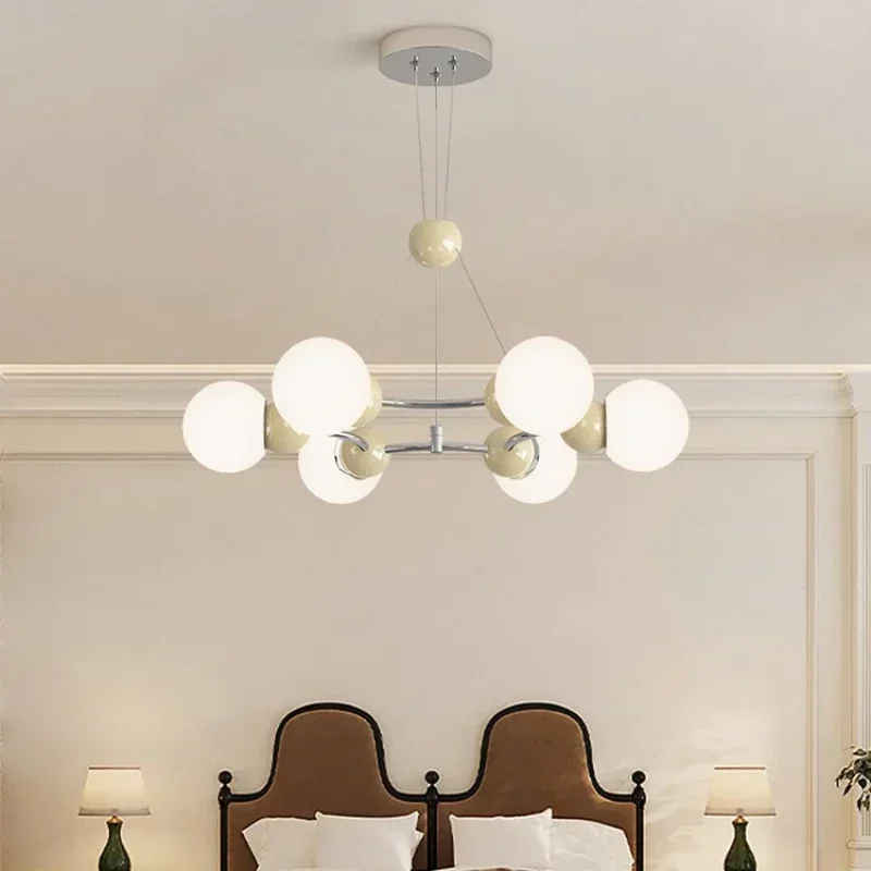 

Modern Round Glass Ball Texture Led Design Chandelier for Living Dining Room Sofa Teahouse Lamp Home Decor Hanging Light Fixture