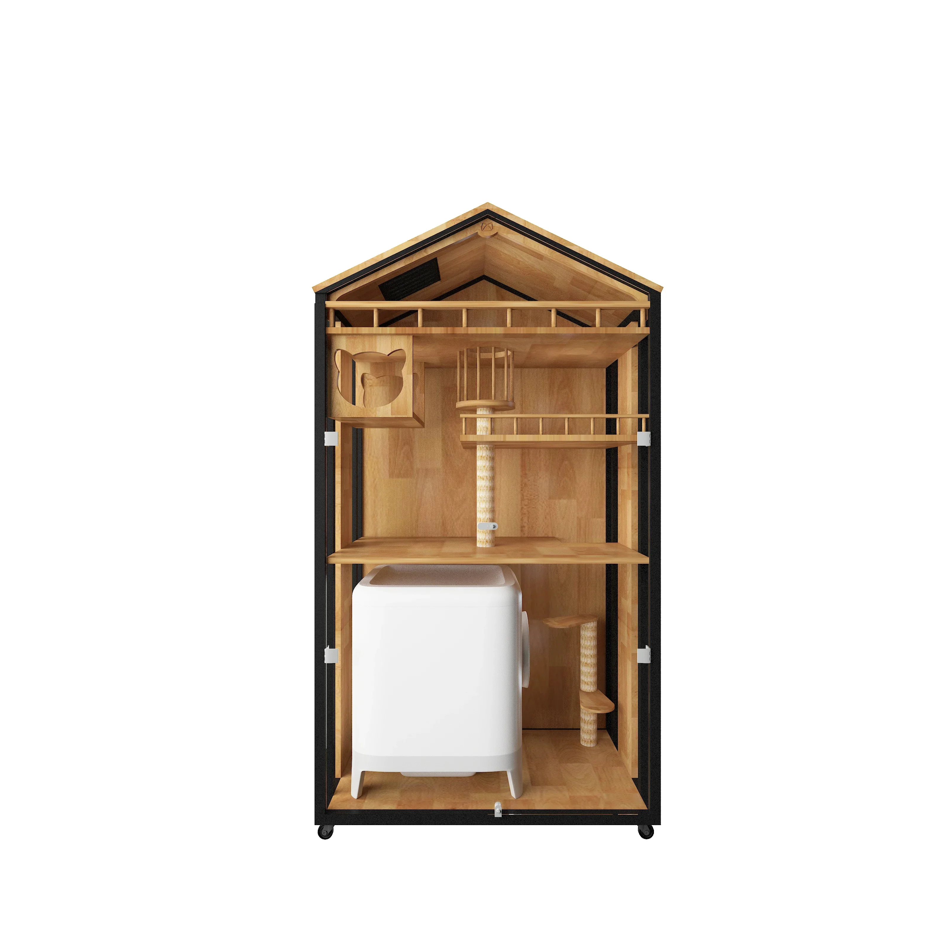 

Large Space with Toilet Integrated Automatic Litter Box Cat Cabinet House Solid Wood Household Cattery