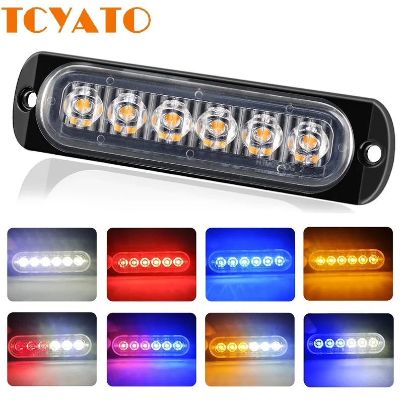 TCYATO 1PC 6LED Strobe Side Marker Indicators Light for Truck Trailer 12-24V Warning Tail Light Car Signal Brake Lamp Lightbar