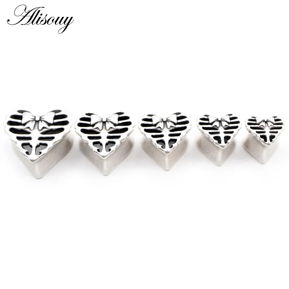 1 قطعة سبائك الصب الجوف القلب الحب القوس عقدة الأذن الأنفاق المقابس المتوسع نقالة مقاييس أقراط هيئة ثقب المجوهرات #3