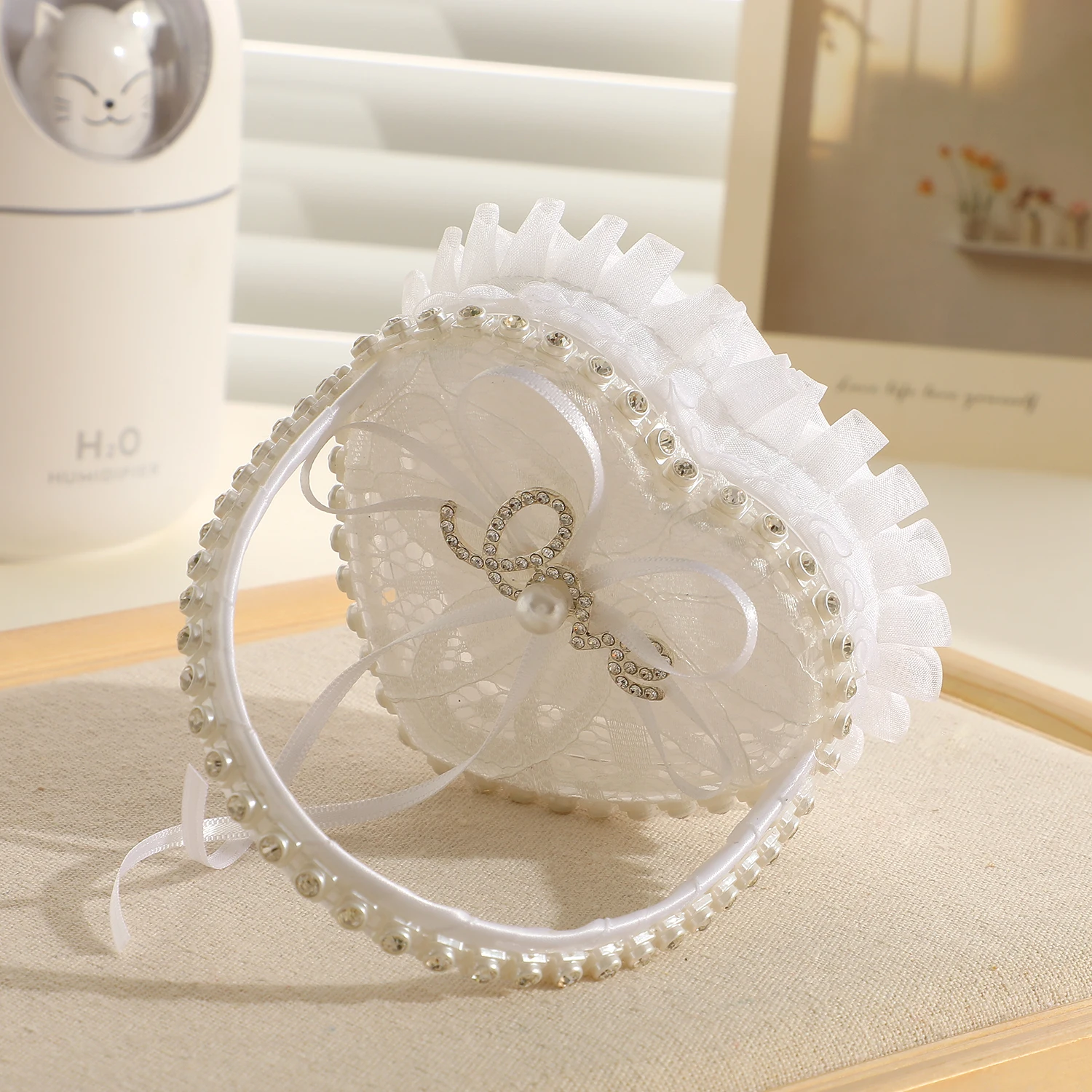 ホットファッション新しいリング枕結婚指輪ボックスレースラブリングケア結婚式の花嫁のジュエリー収納ボックス