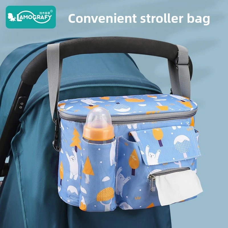 Baby stroller hanging bag, multifunctional mommy bag for outings, waterproof mother and baby storage bag, stroller bag