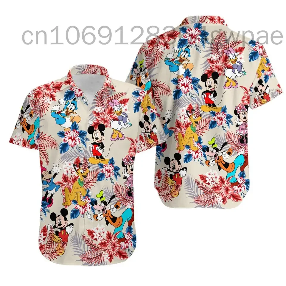 

Mickey Mouse and Minnie Mouse Hawaiian Shirts Men's Women's Casual Short Sleeve Beach Shirts Disney Hawaiian Shirts Party Tops