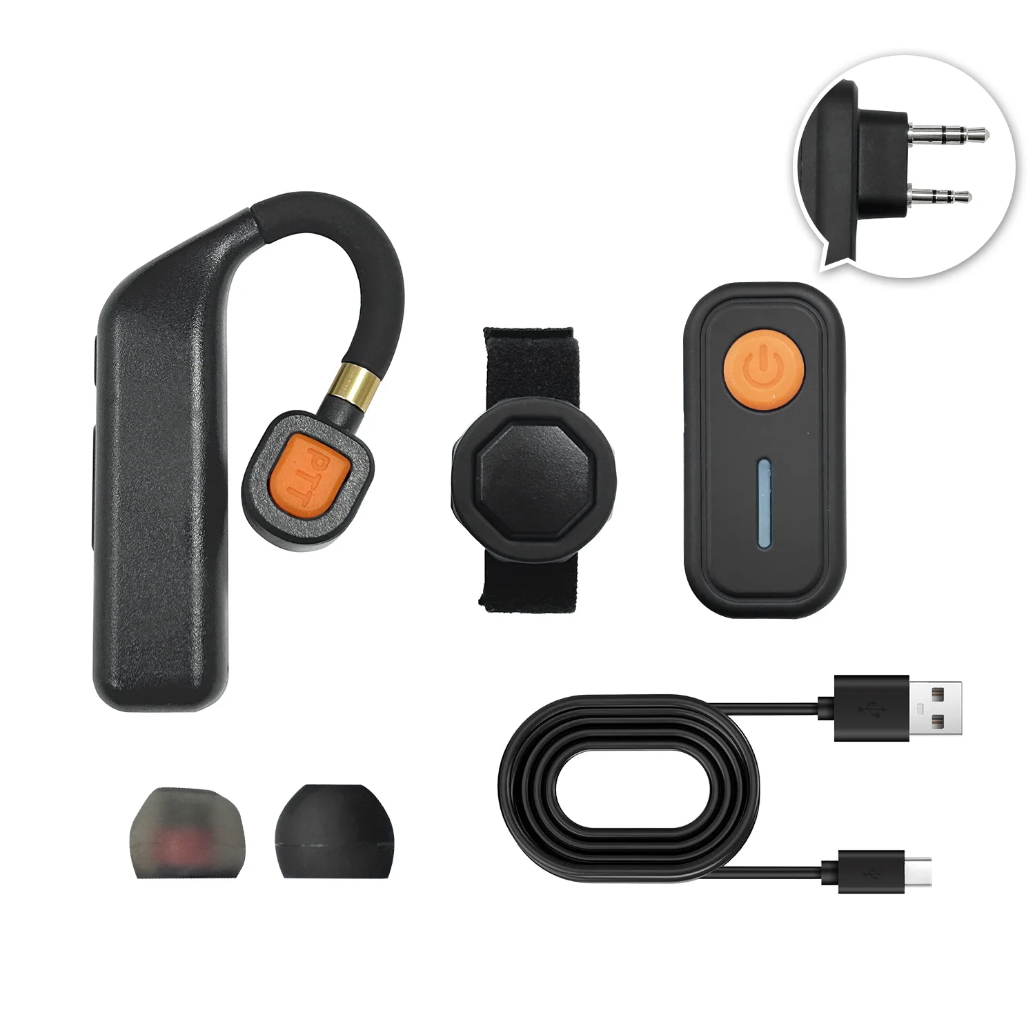 NEK-N01 Wireless Intercom Headset with K-Head Bluetooth Adapter & PTT, 10H Battery, Noise Cancelling for Baofeng/Kenwood Radios