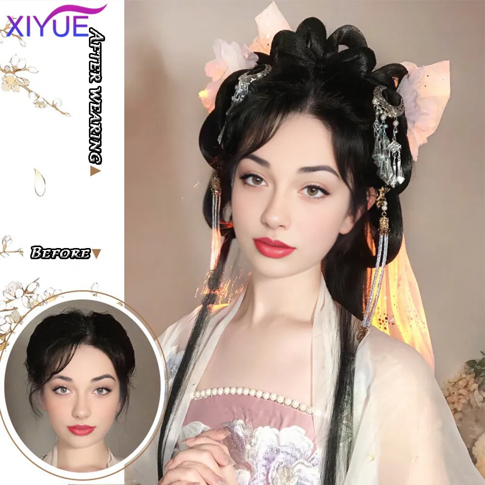 XIYUE  Hanfu wig with ancient style design classical palace style lazy one-piece hairband BB clip upgraded wig